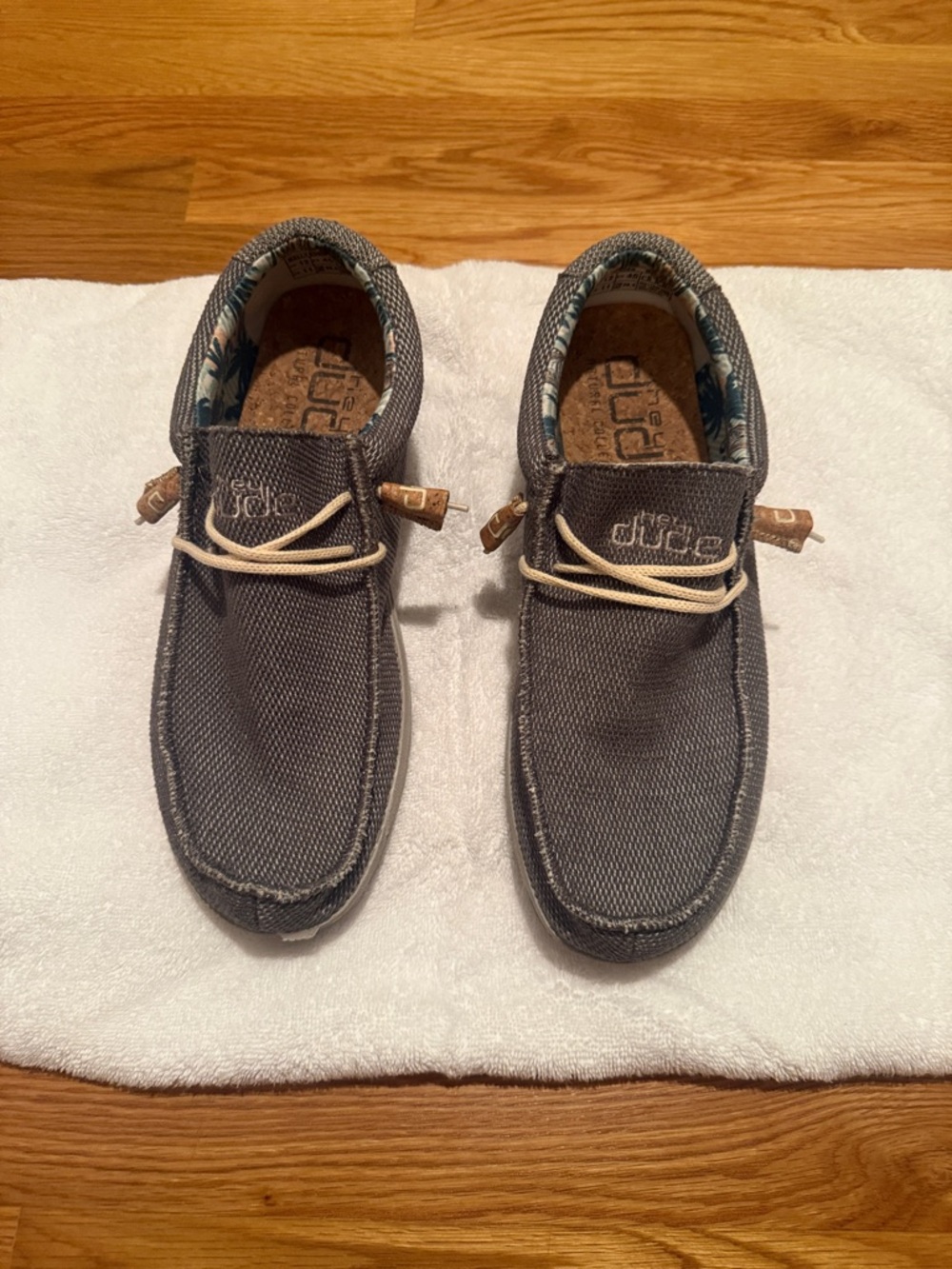 Hey Dude Men's Gray Canvas Slip-On Loafers